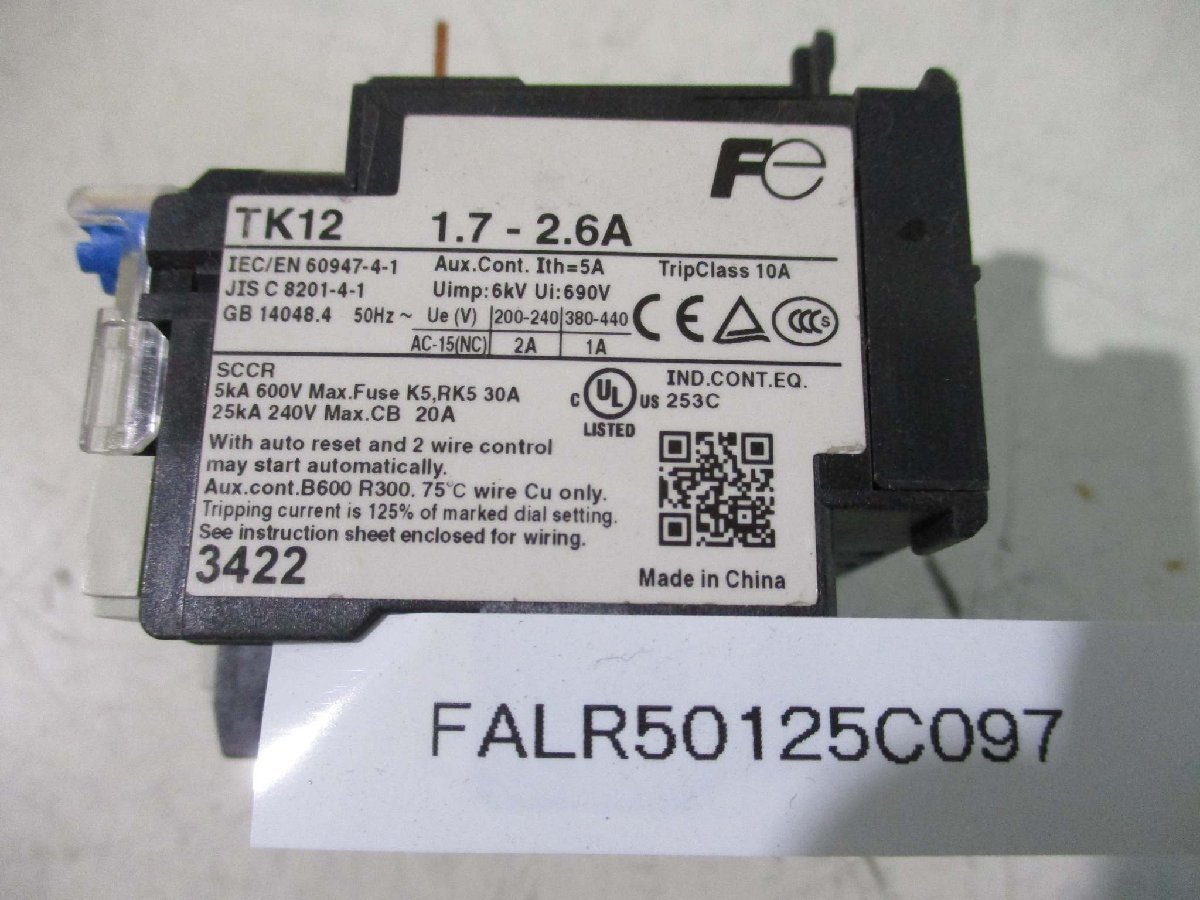 中古Fuji Electric TK12 Thermal Overload Relay 1.7-2.6A 4個(FALR50125C097)_画像6