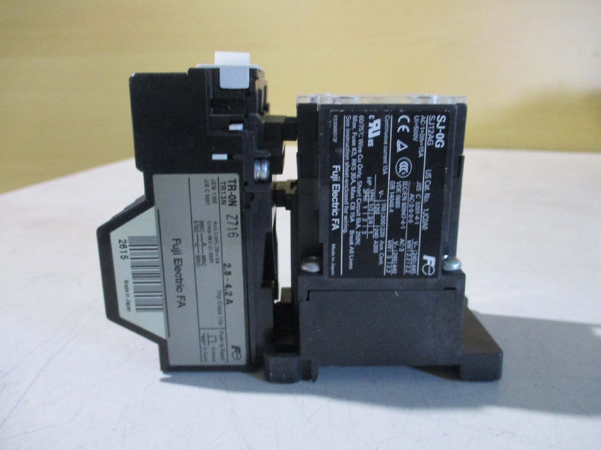 中古Fuji Electric type TR-ON TR13N 電磁開閉器/Fuji Electric Magnetic Contactor SJ-0G SJ12AG 2.2KW 送料別(FALR50125C105)_画像2