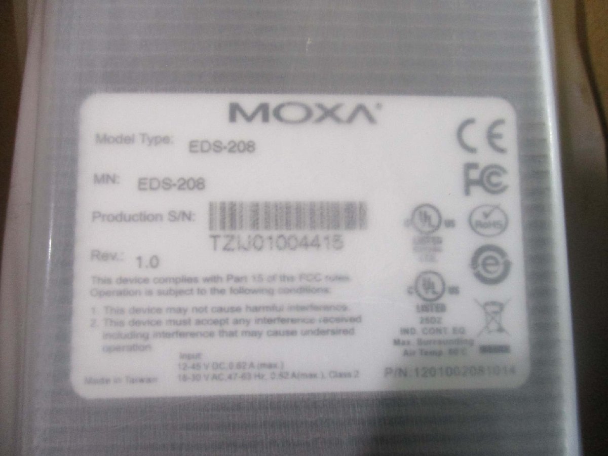 新古 MOXA EDS-208 産業用8ポート・アンマネージド・イーサネット・スイッチ(FAWR50223B003)_画像5
