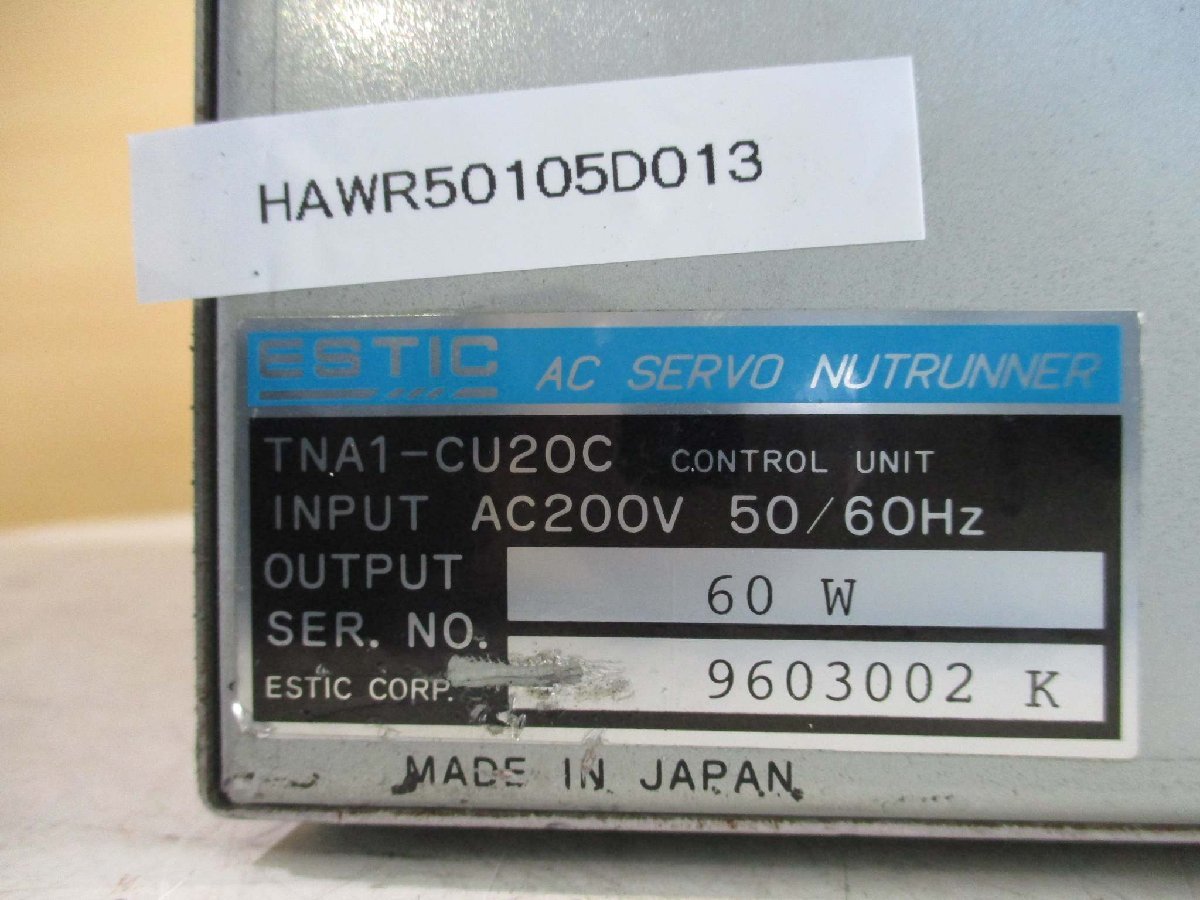 中古 ESTIC AC SERVO NUTRUNNER TNA1-CU20C 60W(HAWR50105D013)_画像1