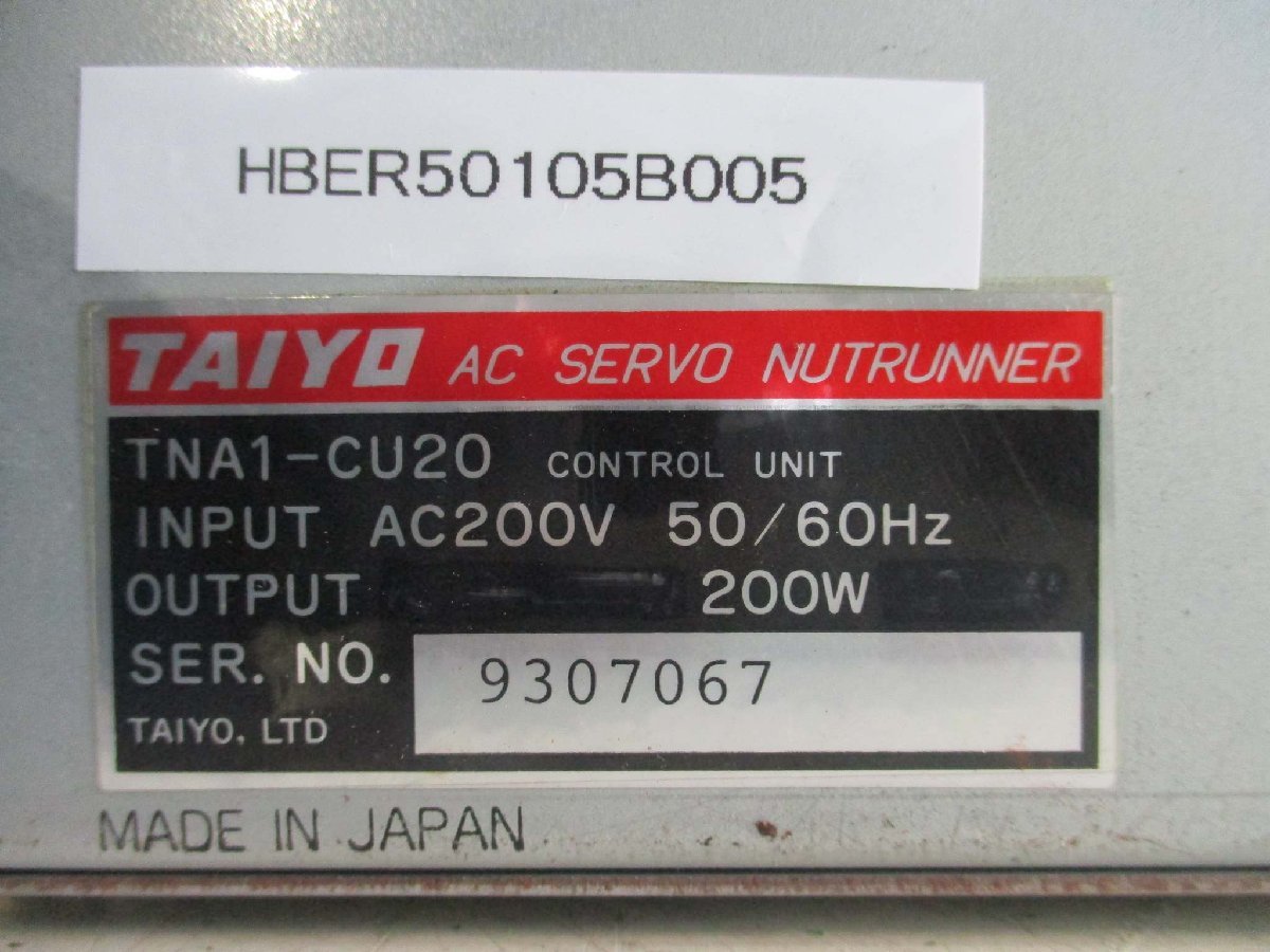 中古 TAIYO AC SERVO NUTRUNNER TNA1-CU20 200W(HBER50105B005)_画像1