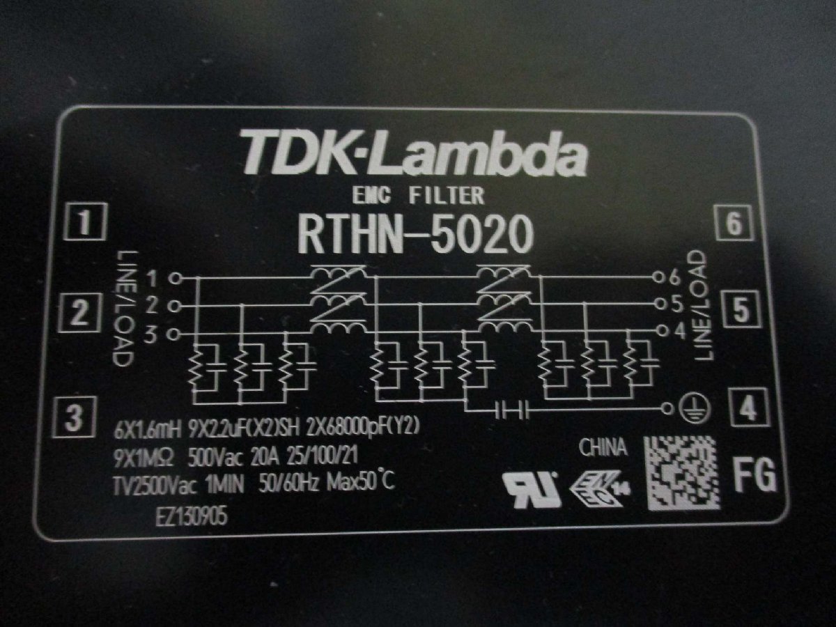 中古 TDK LAMBDA EMC FILTER RTHN-5020(JCER41101B002)_画像6