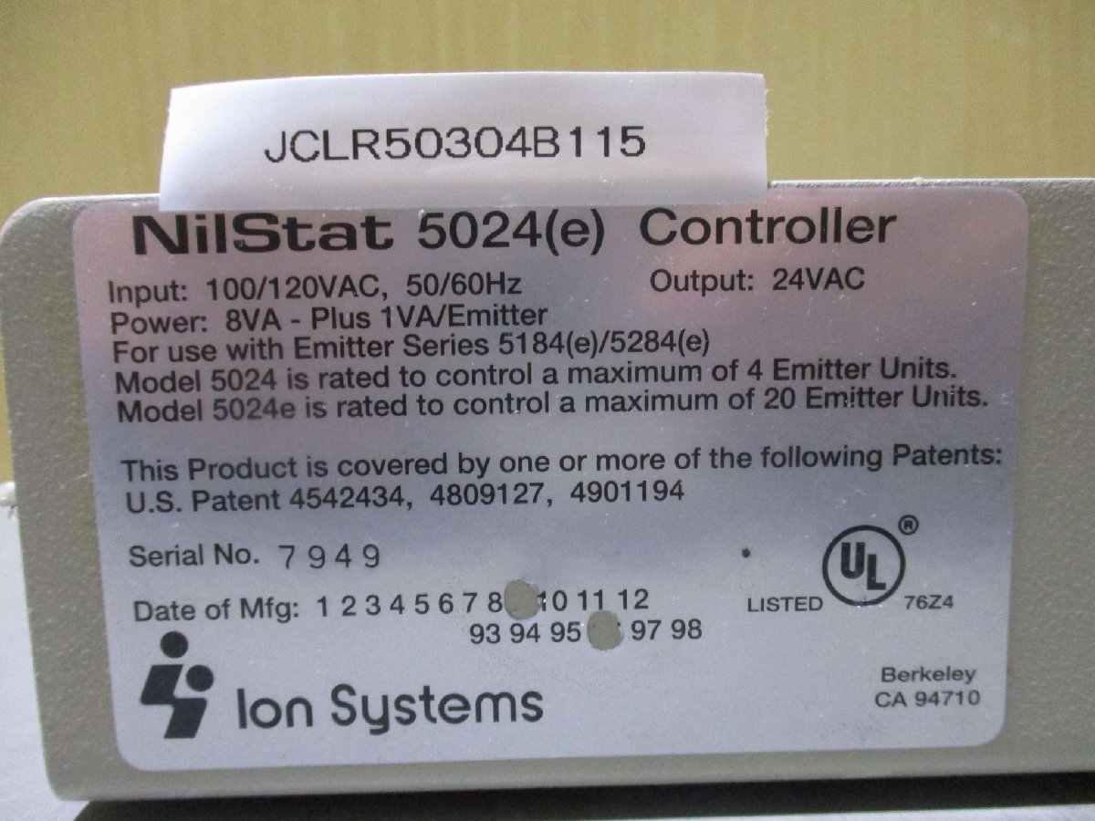 中古ION Systems NilStat 5024(e) Controller(JCLR50304B115)_画像2