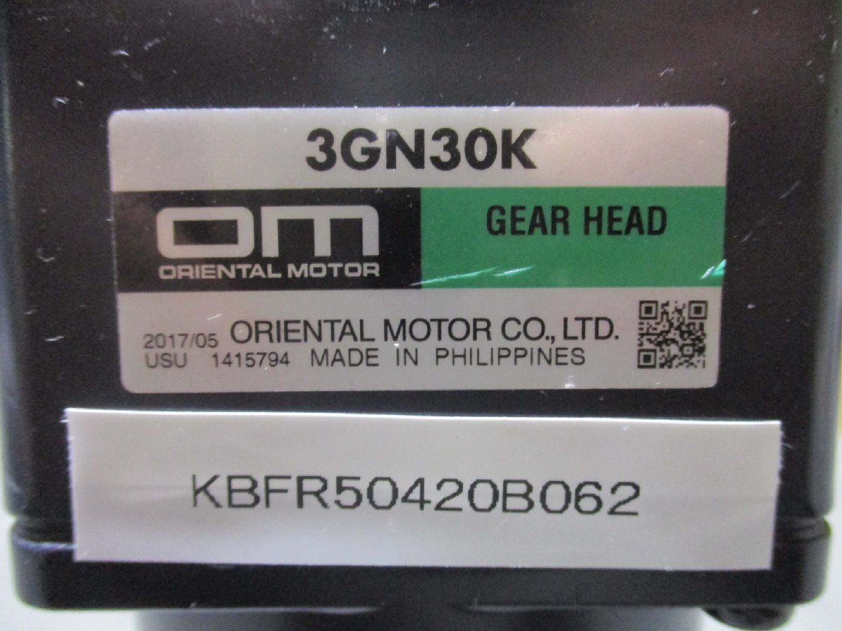 中古 ORIENTAL MOTOR INDUCTION MOTOR 3IK15GN-A/GEAR HEAD 3GN30K(KBFR50420B062)_画像2