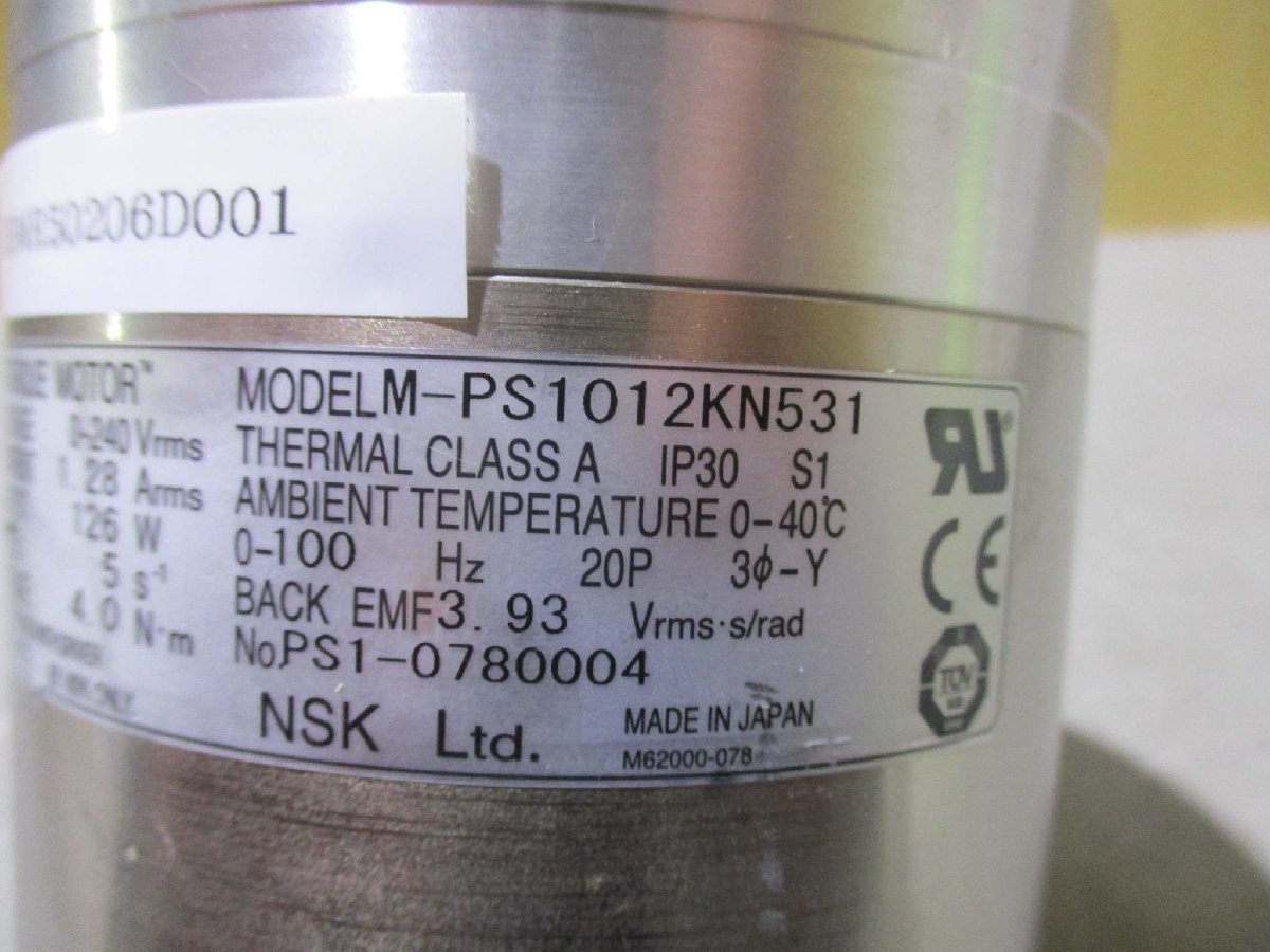 中古 NSK MEGATORQUEMOTOR M-PS1012KN531メガトルクモータ 126W(KBMR50206D001)_画像6