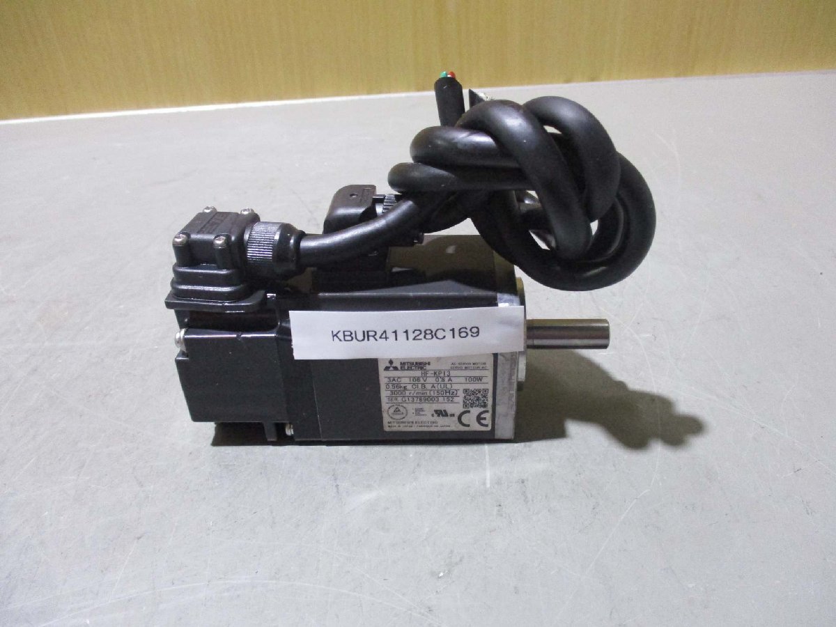 中古 MITSUBISHI AC SERVO MOTOR HF-KP13 AC サーボモーター 100W(KBUR41128C169)_画像1