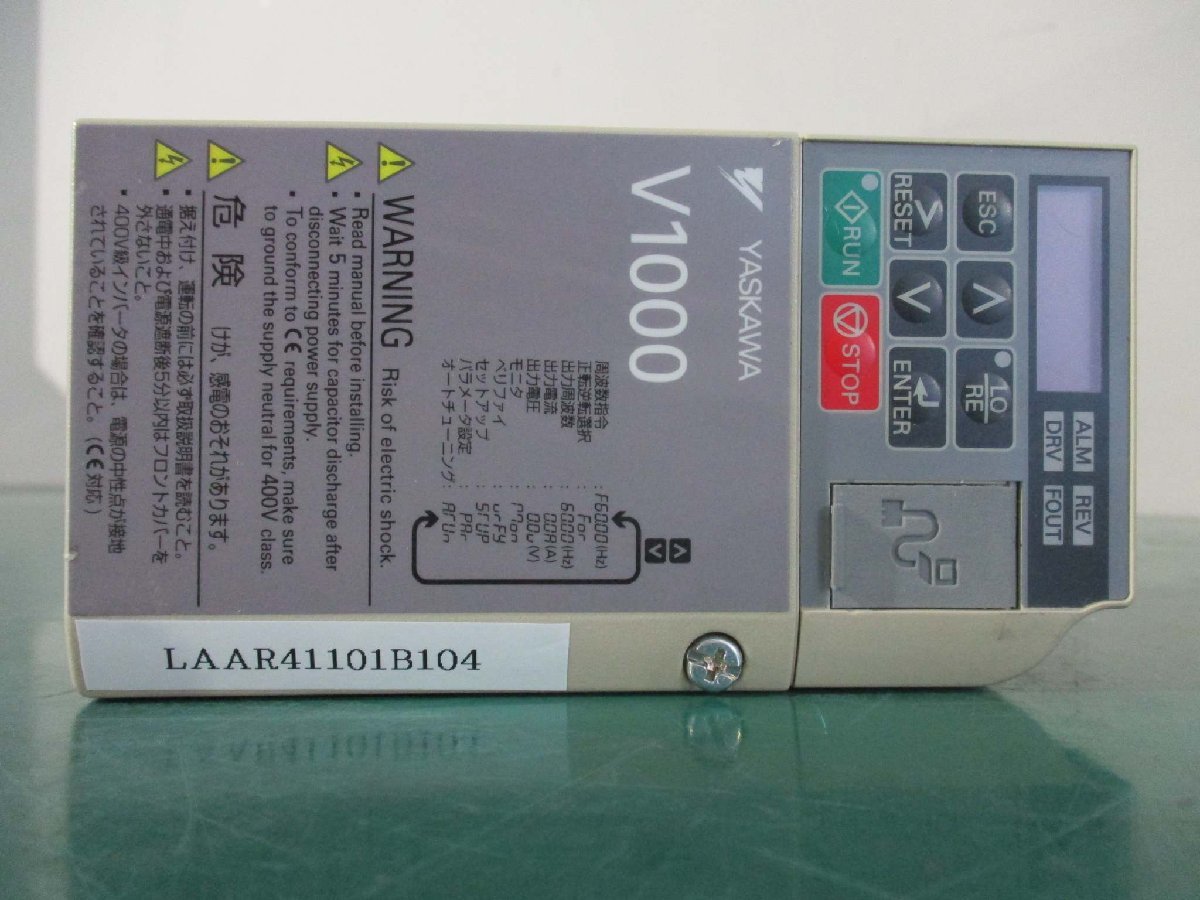 中古 YASKAWA V1000 Inverter CIMR-VA2A0002BSA インバーター 0.4KW/0.2KW AC3PH 200-240V 50/60Hz(LAAR41101B104)_画像6