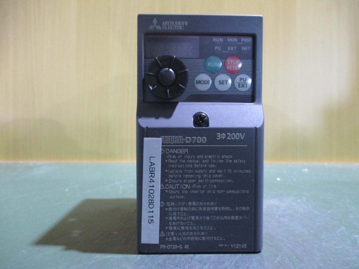 中古 MITSUBISHI FR-D720-0.4K 200V インバータ(LABR41028D115)_画像5