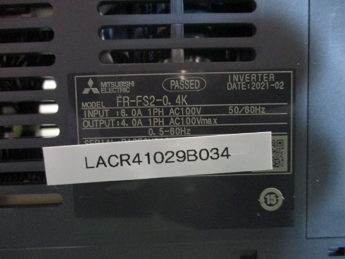 中古 MITSUBISHI FR-FS2-0.4K 100V インバーター(LACR41029B034)_画像4