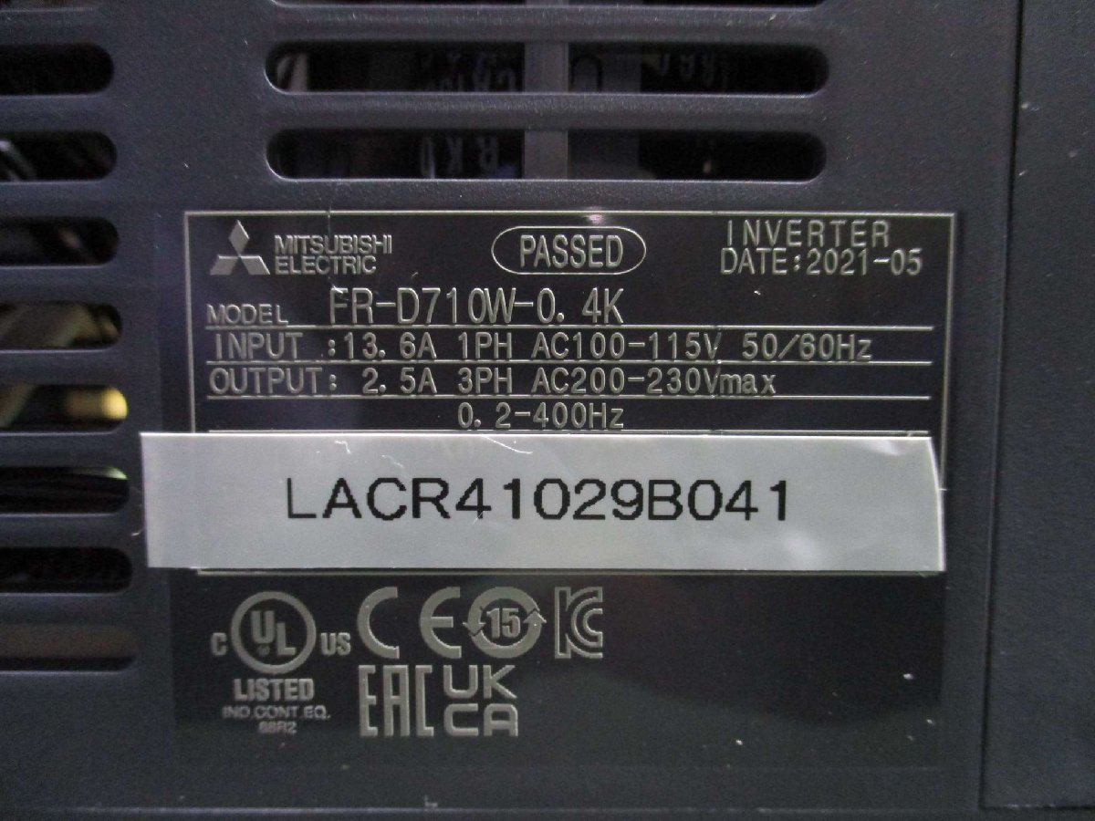 中古 MITSUBISHI FR-D710W-0.4K 100V インバーター(LACR41029B041)_画像4