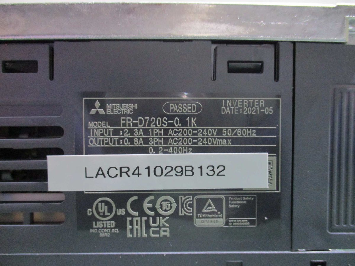 中古 MITSUBISHI FR-D720S-0.1K 200V インバーター(LACR41029B132)_画像5