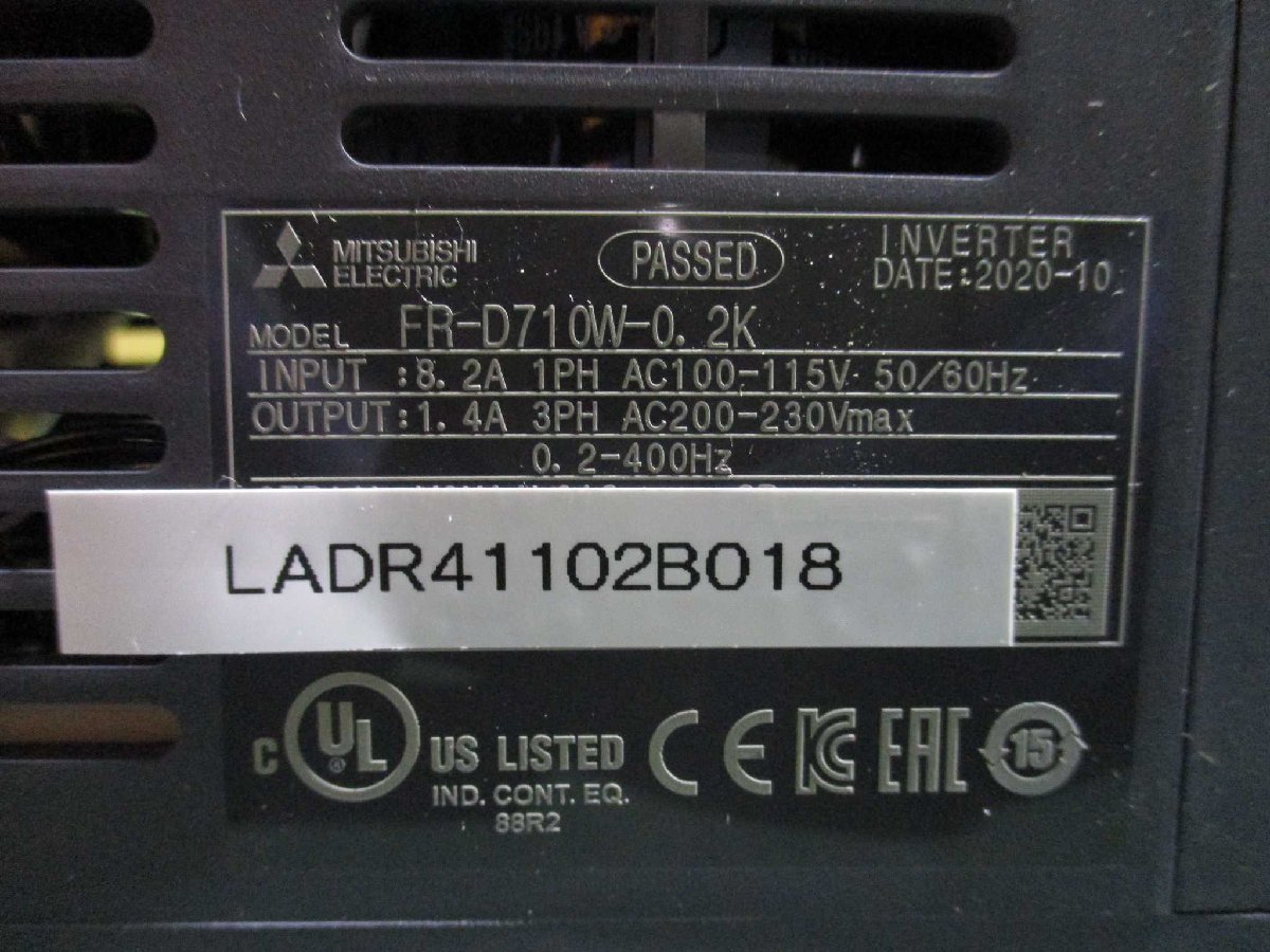 中古 MITSUBISHI FR-D710W-0.2K 100V インバーター(LADR41102B018)_画像5