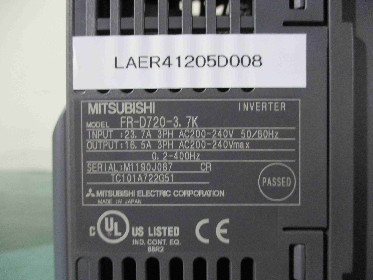 中古 MITSUBISHI FR-D720-3.7K 200V インバーター(LAER41205D008) 中古 MITSUBISHI FR-D720-3.7K 200V インバーター(LAER41205D008)