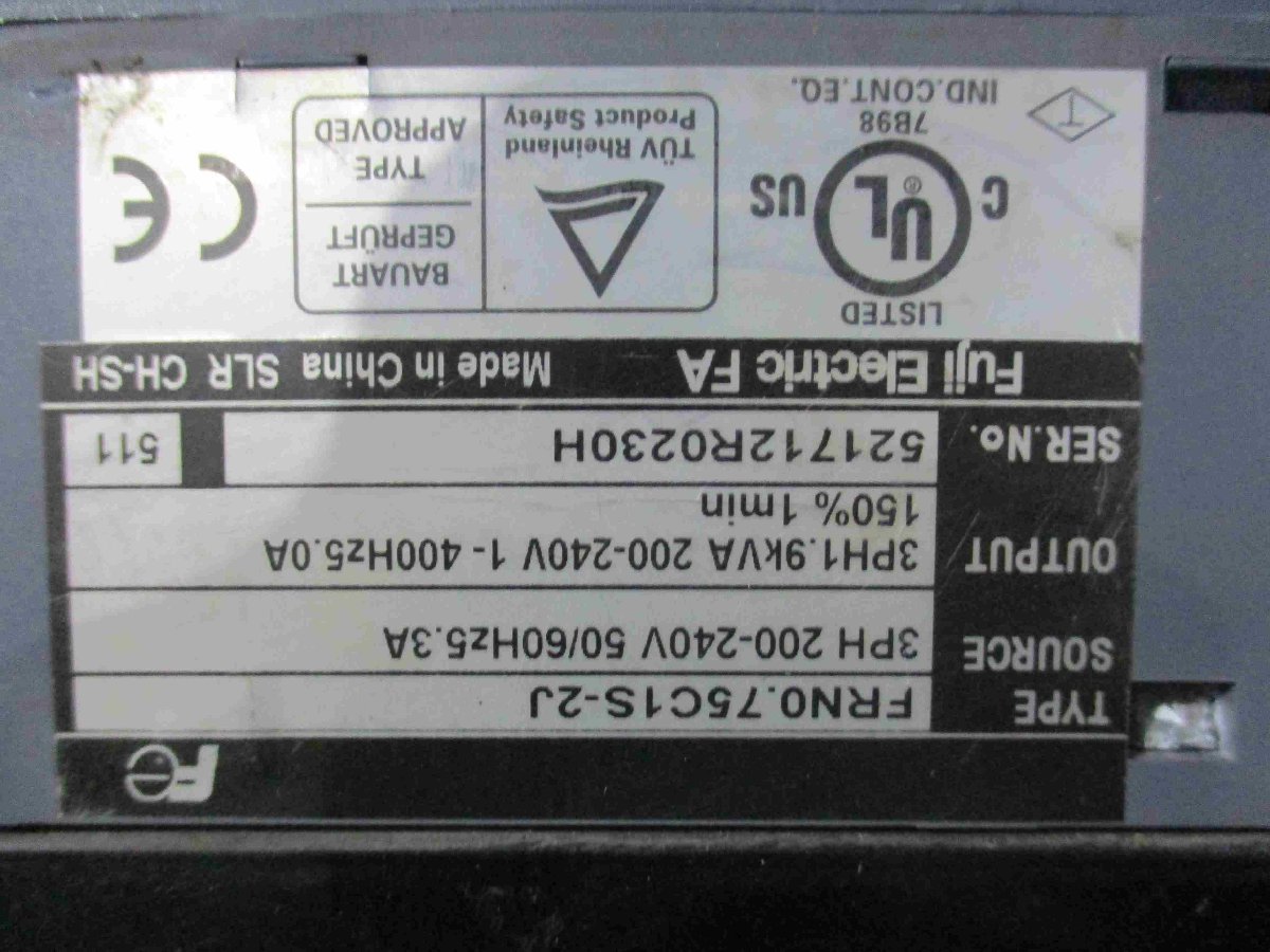 中古 Fuji Electric インバータ FRENIC MINI FRN0.75C1S-2J 三相 200V 1.9KVA(LAER41206D045)_画像3