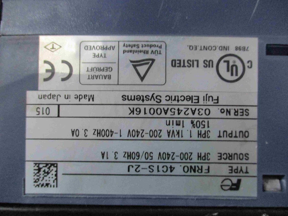 中古 Fuji Electric インバータ FRENIC MINI FRN0.4C1S-2J 三相 200V 1.1KVA(LAER41206D053)_画像3