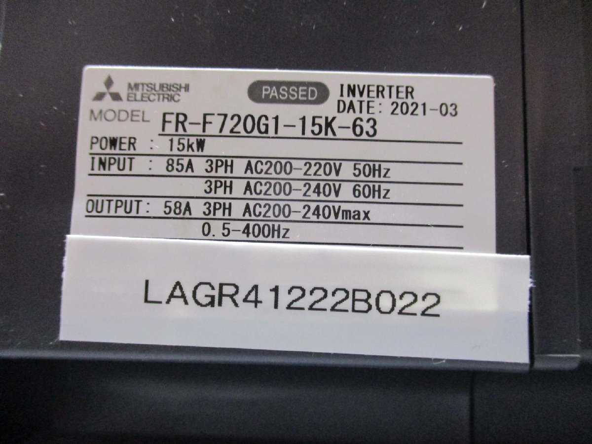 中古MITSUBISHI FR-F720G1-15K-63 15KW 85A INVERTER(LAGR41222B022) 中古MITSUBISHI FR-F720G1-15K-63 15KW 85A INVERTER(LAGR41222B022)
