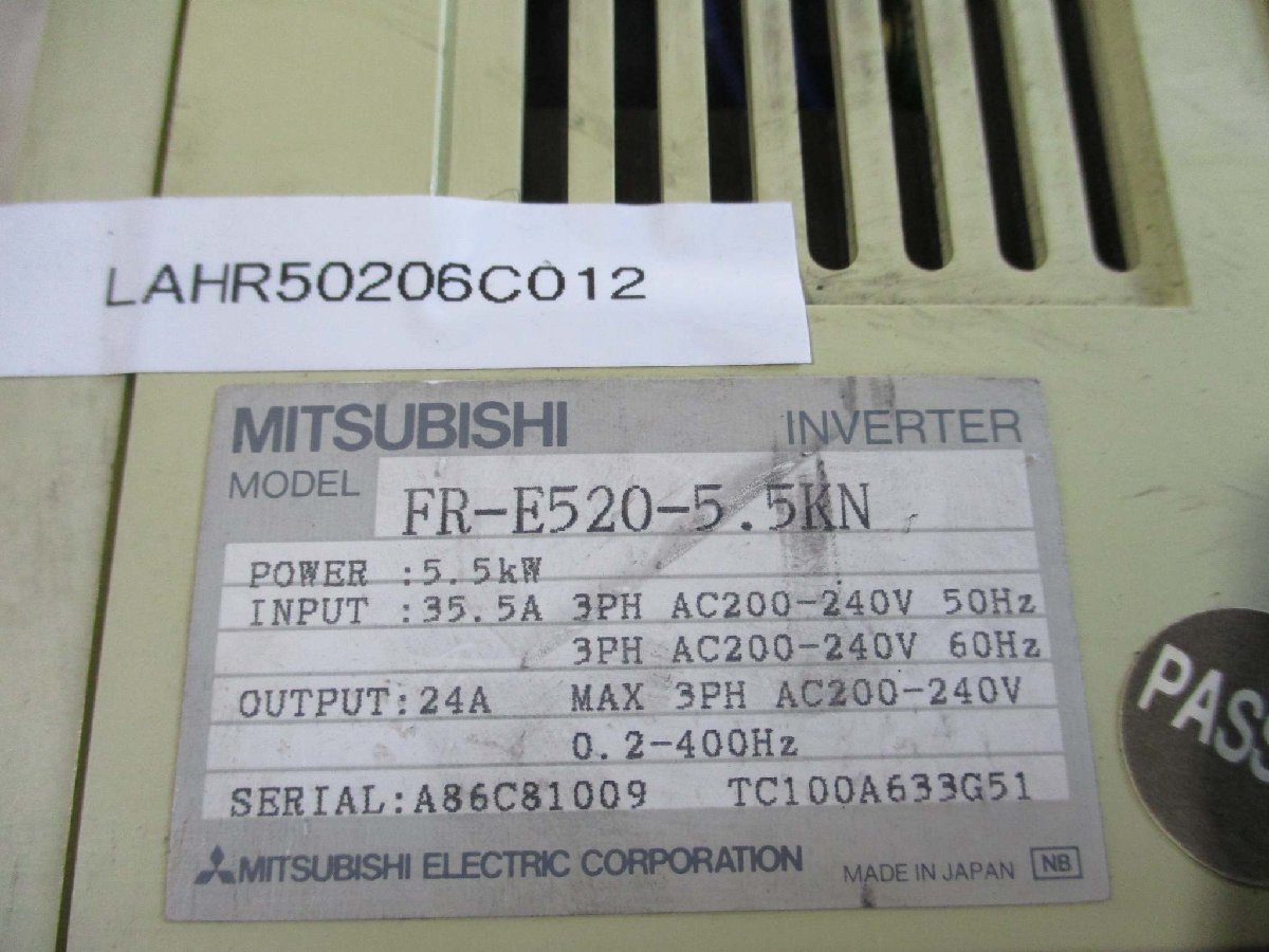 中古 MITSUBISHI INVERTER FR-E520-5.5KN インバータ 三相 200-240V 5.5KW ＜送料別＞(LAHR50206C012)_画像6