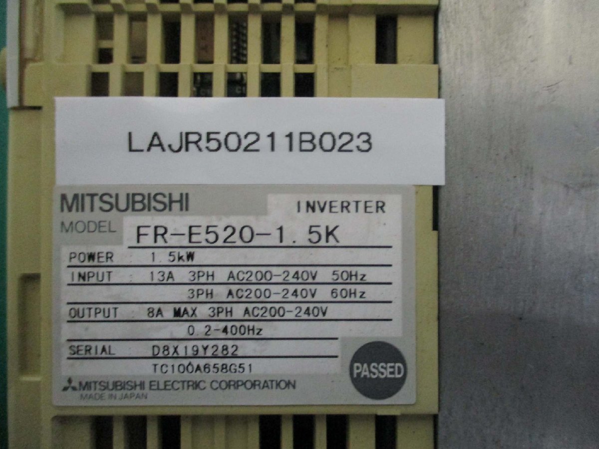 中古 MITSUBISHI INVERTER FR-E520-1.5K インバーター 1.5KW(LAJR50211B023)_画像6
