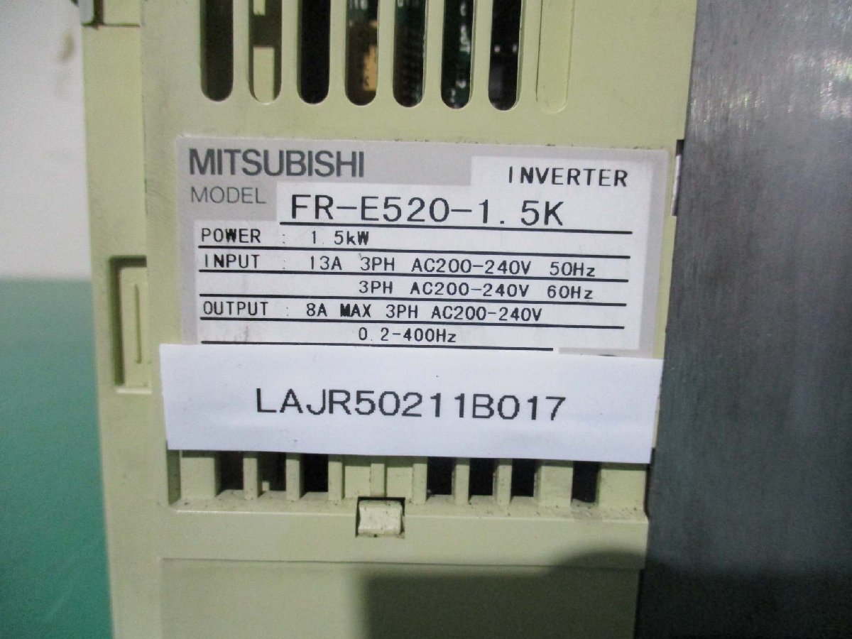 中古 MITSUBISHI INVERTER FR-E520-1.5K インバーター 1.5KW(LAJR50211B017)_画像6