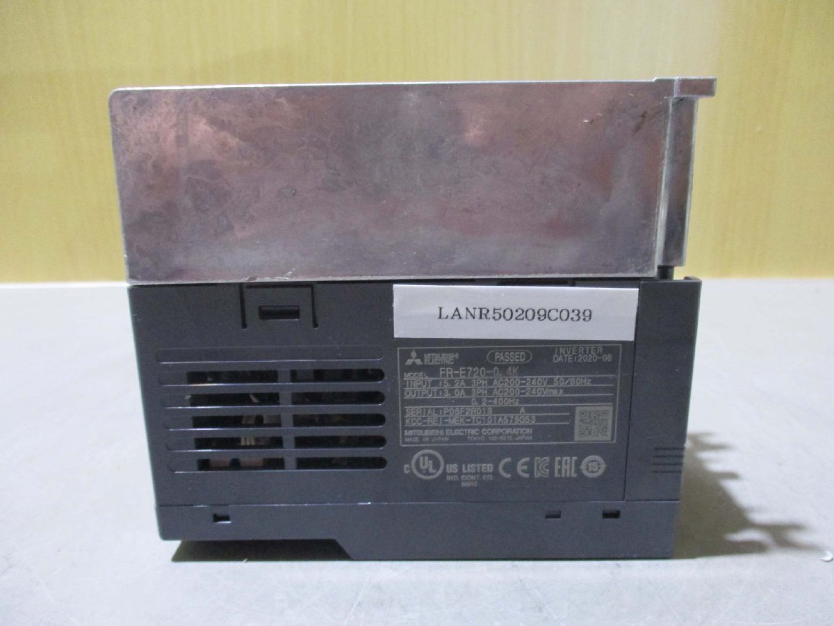 中古 MITSUBISHI INVERTER FR-E720-0.4Ｋ インバーター(LANR50209C039)_画像1