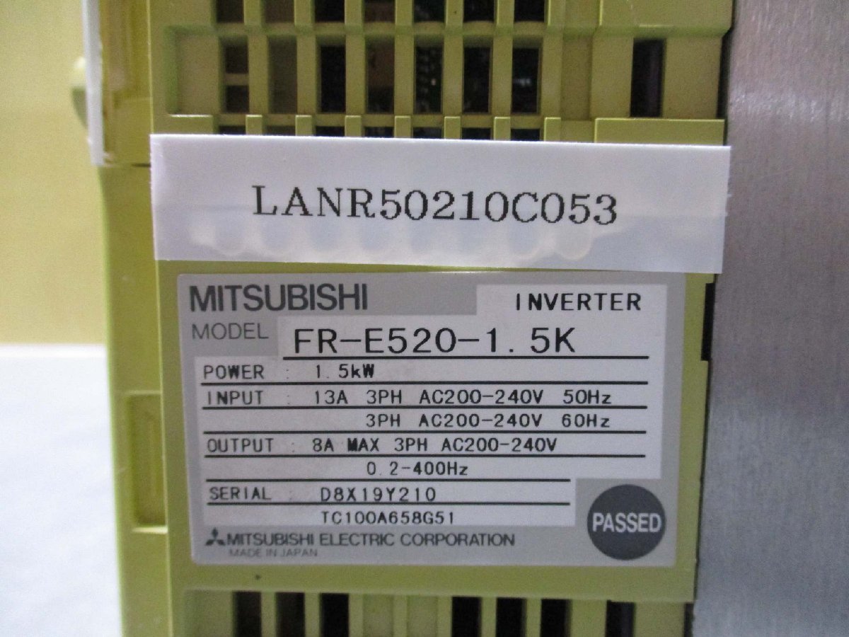 中古 MITSUBISHI INVERTER FR-E520-1.5K インバーター 1.5KW(LANR50210C053)_画像2