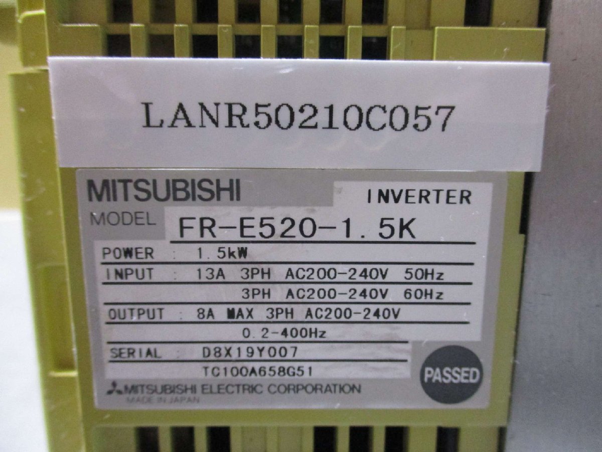 中古 MITSUBISHI INVERTER FR-E520-1.5K インバーター 1.5KW(LANR50210C057)_画像2