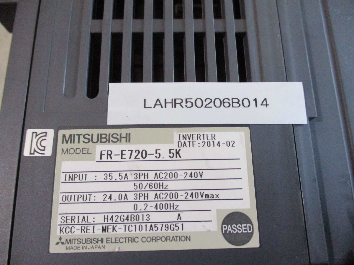 中古 MITSUBISHI INVERTER FR-E720-5.5K インバータ 三相 200-240V 5.5KW＜送料別＞(LAHR50206B014)_画像6