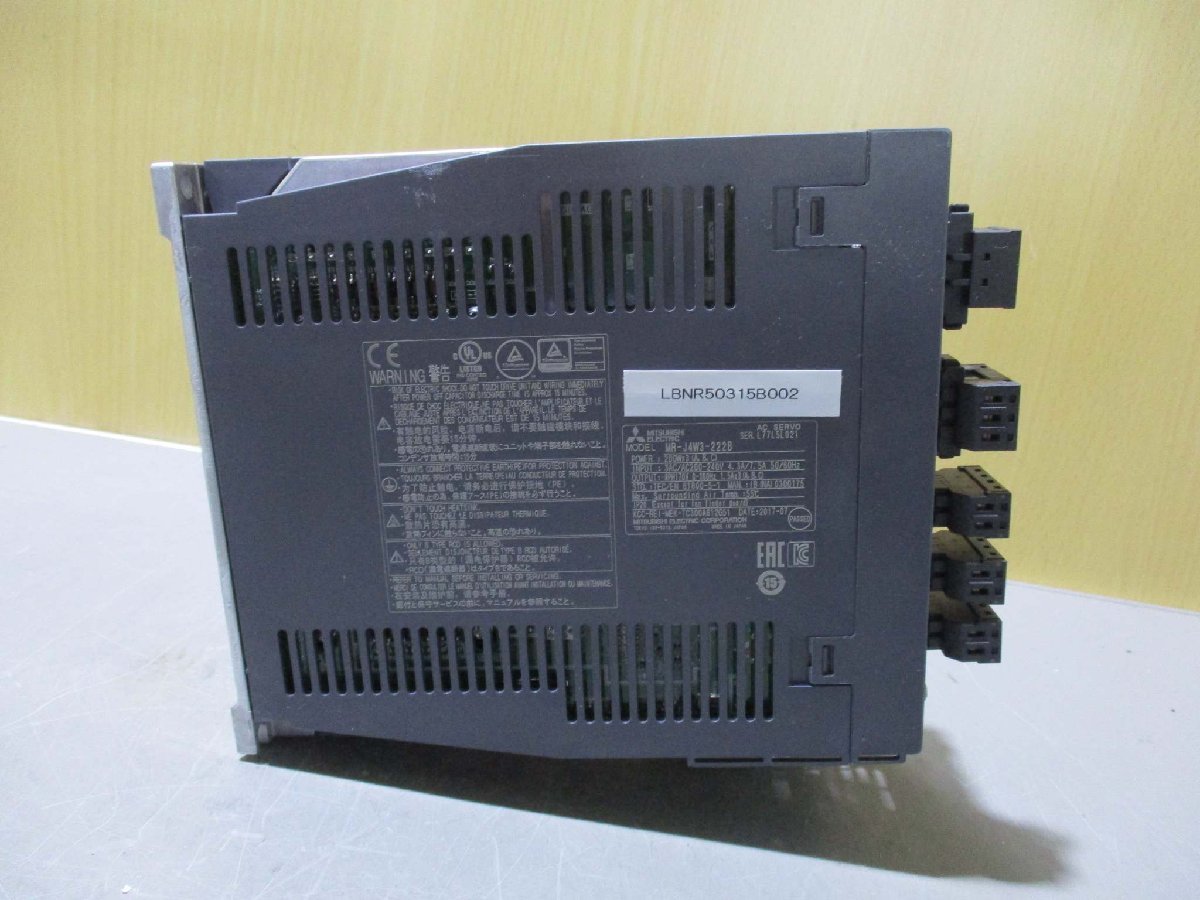 中古 MITSUBISHI AC SERVO MR-J4W3-222B/MR-BAT6V1SET(LBNR50315B002)_画像1