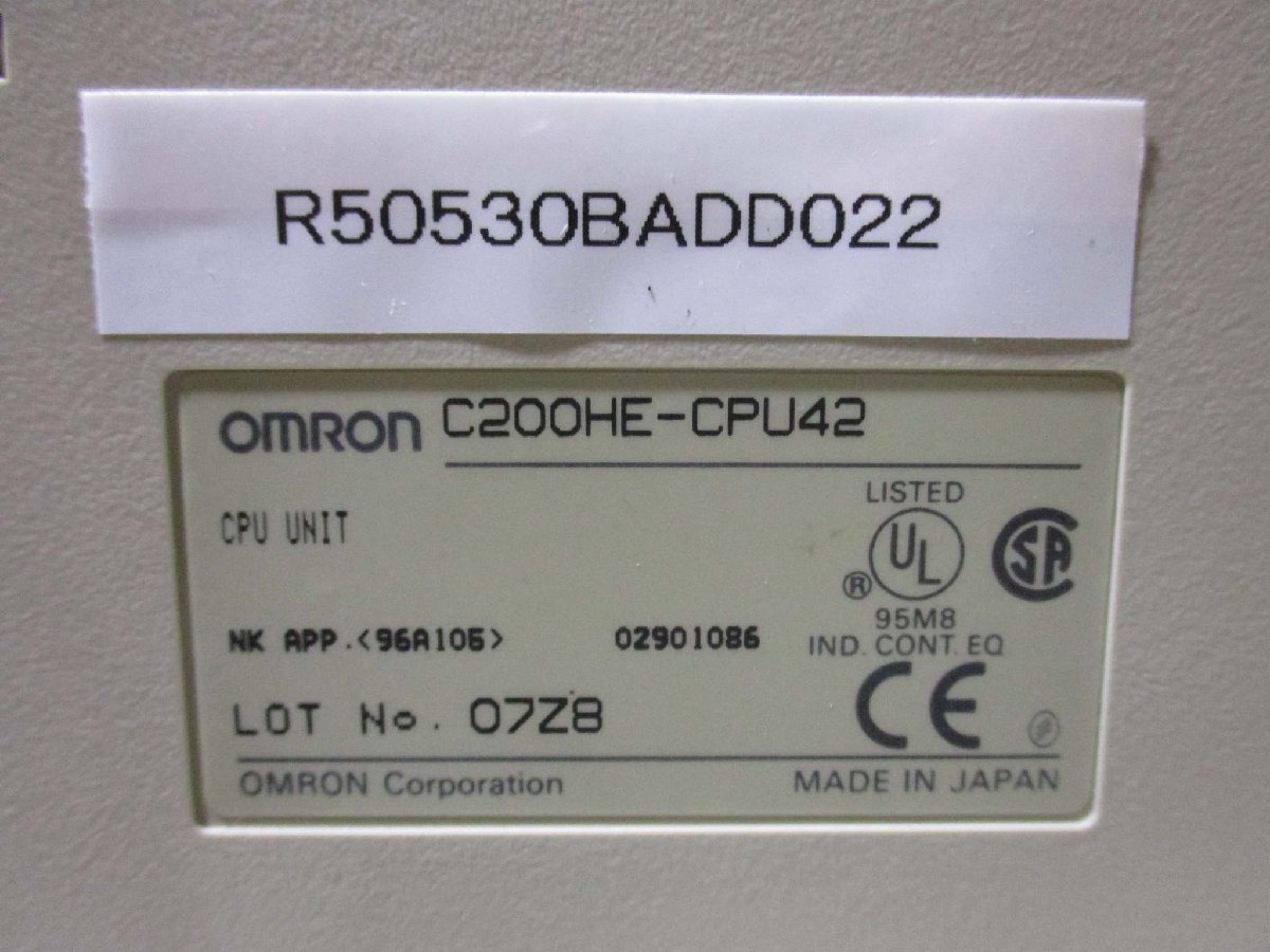 中古 OMRON CPU UNIT C200HE-CPU42 CPUユニット(R50530BADD022)_画像3