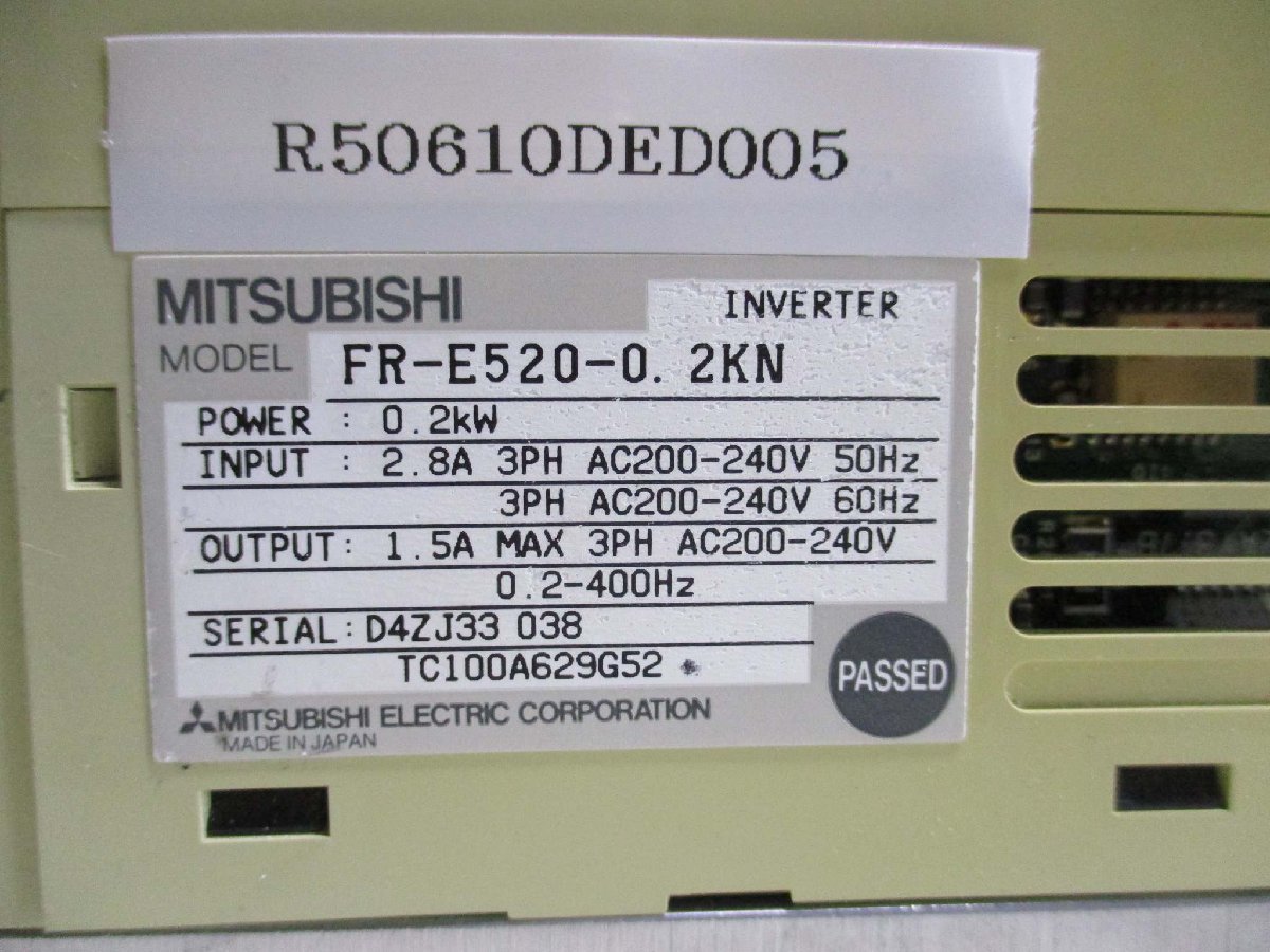 中古 MITSUBISHI インバーター FR-E520-0.2KN 0.2kW(R50610DED005)_画像6