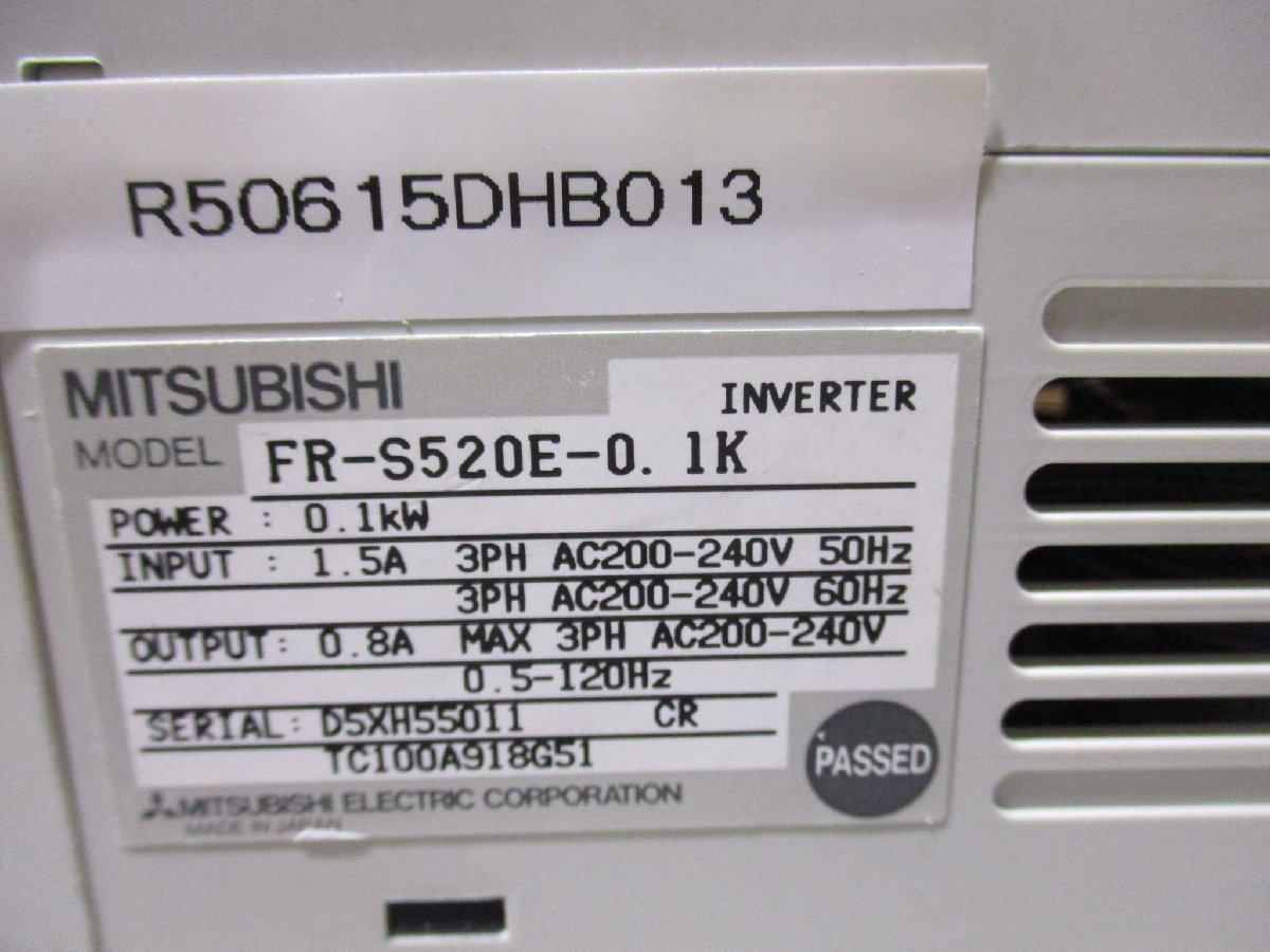 中古MITSUBISHI INVERTER FR-S520E-0.1K インバータ 200-240V 0.1kW 4SET(R50615DHB013)_画像3
