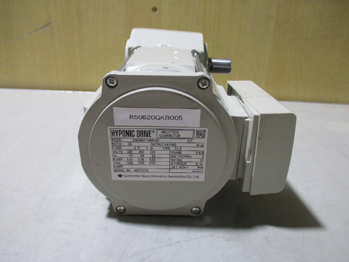 中古 SUMITOMO HYPONIC DRIVE ハイポニック減速機 RNHM01-190R-60 0.1KW ＜送料別＞(R50620GKB005)_画像1