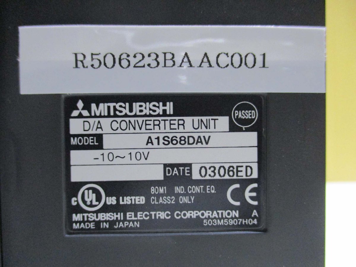 中古 MITSUBISHI D/A CONVERTER UNIT A1S68DAV デジタルアナログ変換ユニット(R50623BAAC001)_画像2