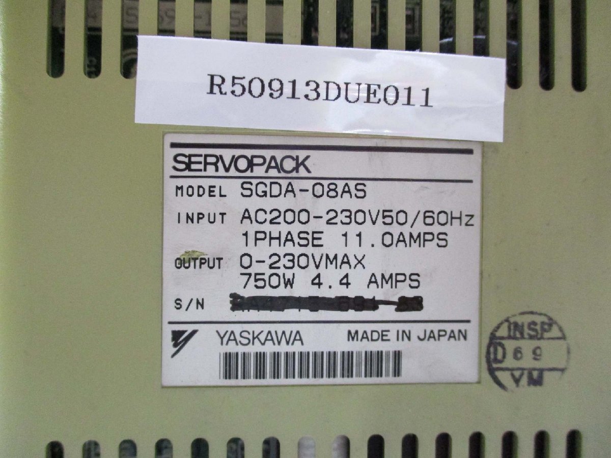 中古 YASKAWA SGDA-08AS サーボドライバー(R50913DUE011)_画像2