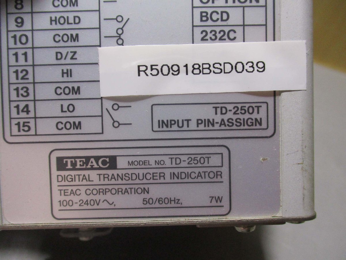 中古 TEAC DIGITAL TRANSDUCER INDICATOR TD-250T(R50918BSD039)_画像6