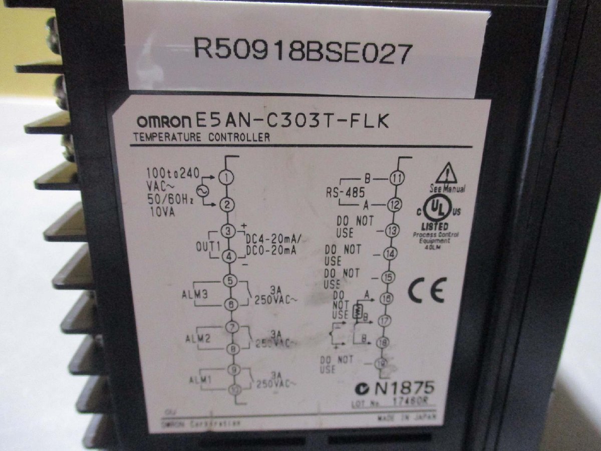 中古 OMRON 温度調節器(デジタル調節計)(ベーシックタイプ) E5AN-C303T-FLK(R50918BSE027)_画像6