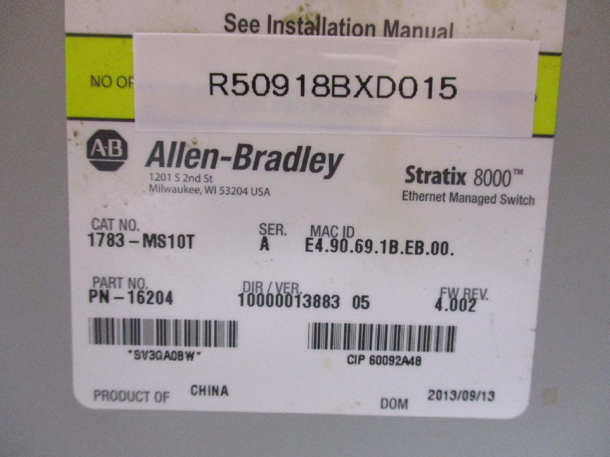 中古 Allen Bradley Stratix 8000 managed switch/1783-mx08T SERIES A PLC MODULE(R50918BXD015)_画像5