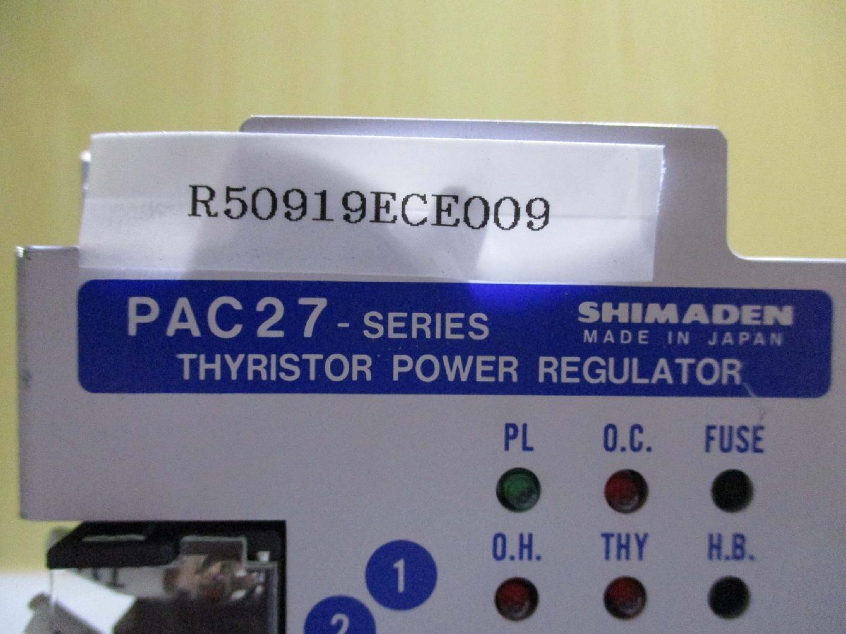 中古 SHIMADEN THYRISTOR POWER REGULATOR PAC27-SERIES 単相電力調整器(R50919ECE009)