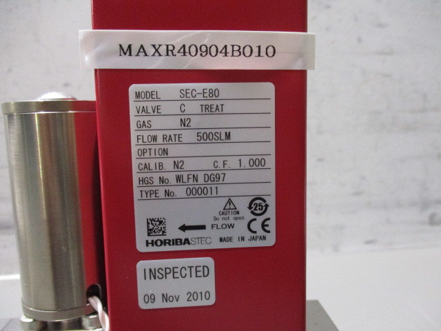 中古 HORIBA STEC SEC-E80 N2 500SLM マスフローコントローラ/メータ フロー付け(MAXR40904B010)