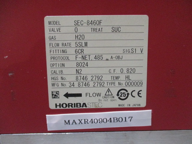 【期間限定お試し価格】 HORIBA 中古 STEC マスフローコントローラ/メータ(MAXR40904B017) SEC-8460F その他