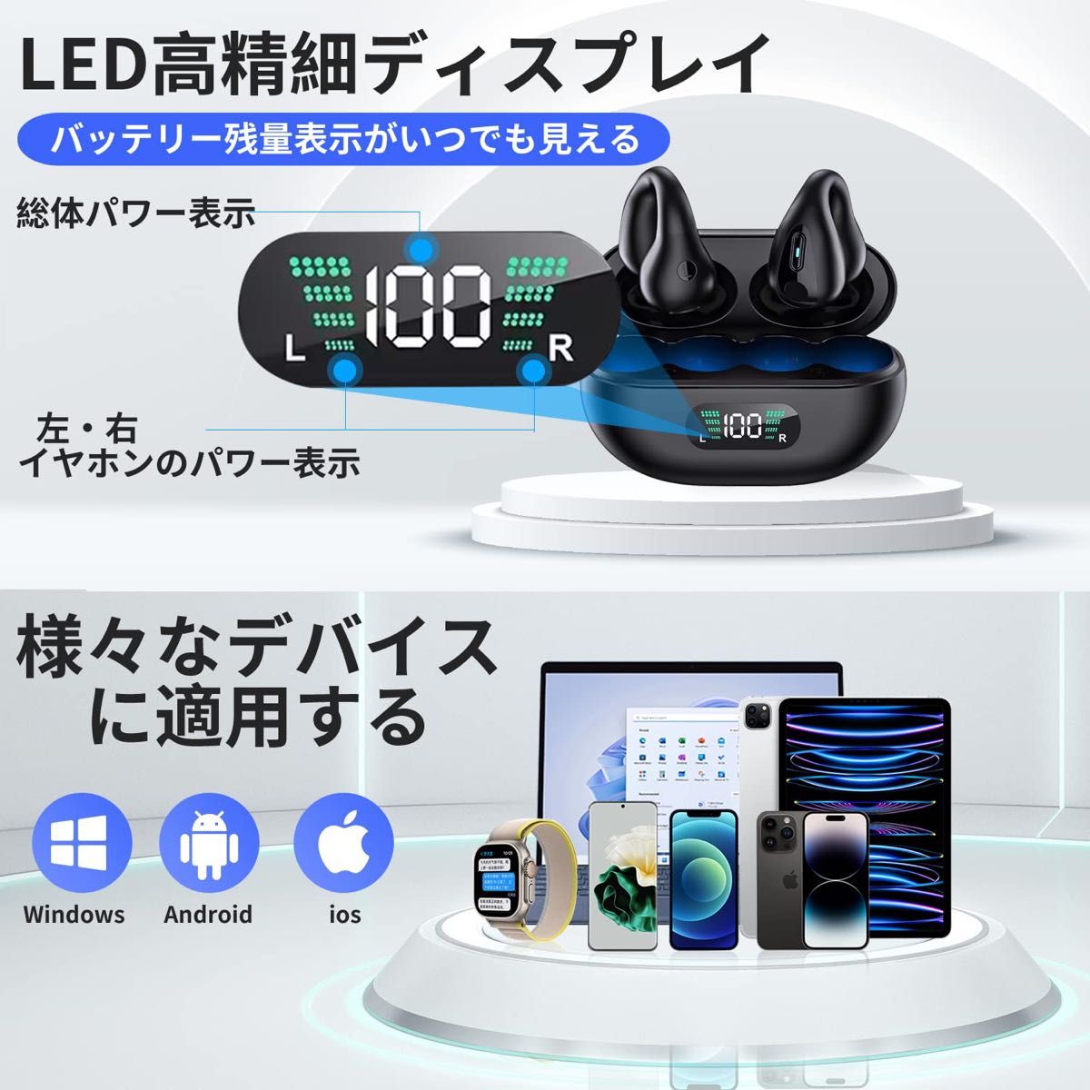 【ジャンク品】Bluetoothイヤホン イヤーカフ型 ワイヤレスイヤークリップ式