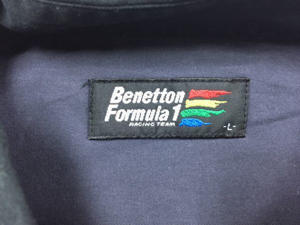 【送料無料】 Benetton ベネトン Formula1 F-1 モータースポーツ レーシング 長袖シャツ メンズ ボタンダウン 大きいサイズ L 黒_画像2