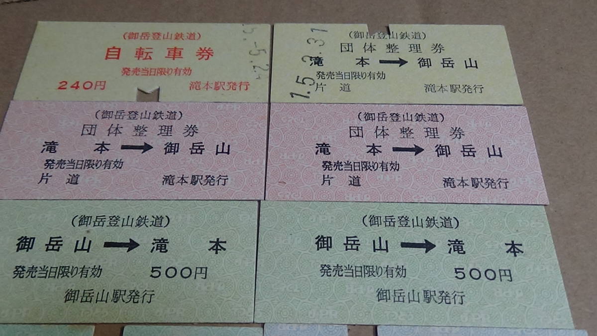御岳登山鉄道　B型硬券6種8枚　自転車券　15-5.24・他_画像4