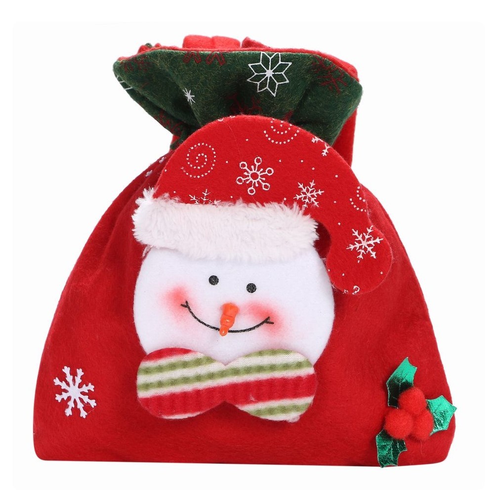 ラッピング 袋 クリスマス ギフトバッグ 巾着袋 かわいい プレゼント 包装 お菓子袋 贈り物 クリスマスギフトバッグ (雪だるま)_画像1