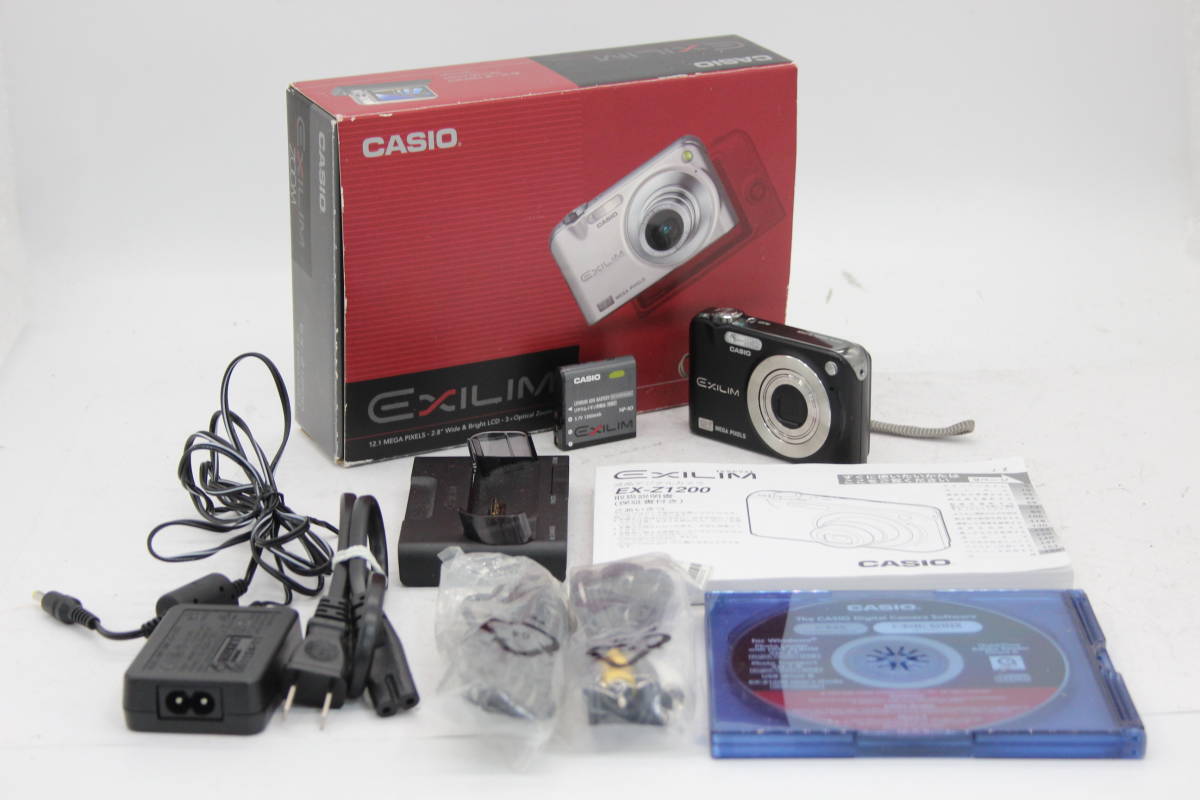 【美品 返品保証】 【元箱付き】カシオ Casio Exilim EX-Z1200 ブラック 3x バッテリー チャージャー付き コンパクトデジタルカメラ s3448_画像1