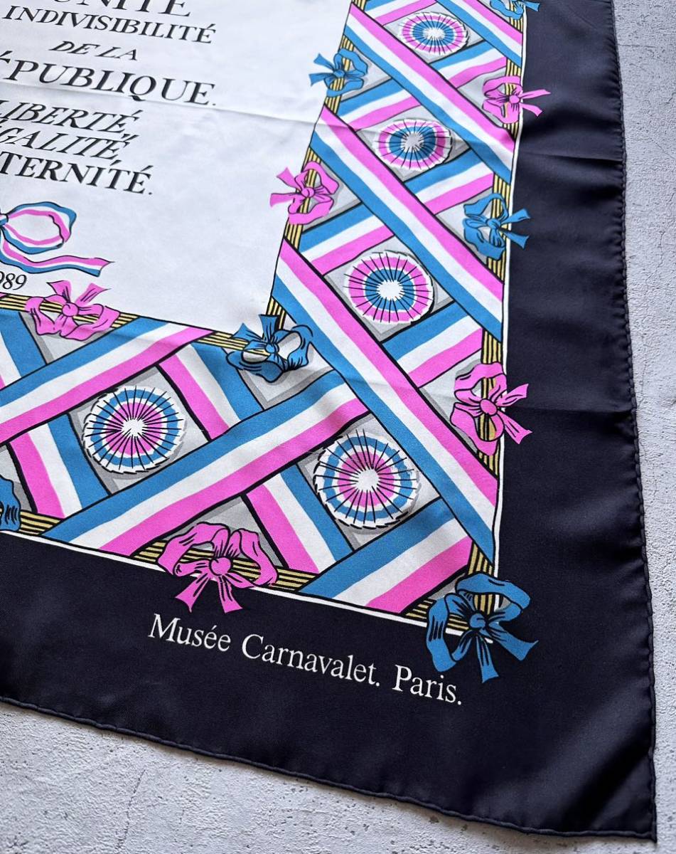 80s “ Muse Carnavalet Paris ” SILK SCARF ART OLD VINTAGE カルナヴァレ美術館 シルクスカーフ アートデザイン オールド ビンテージ_画像4