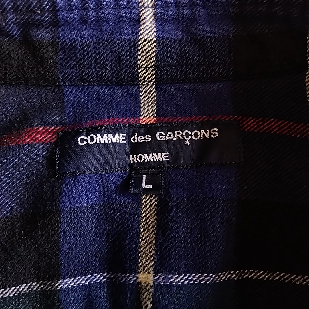 COMME des GARCONS HOMME　切り替え 長袖シャツ　ネルシャツ　チェック　メンズ　サイズ L　コム デ ギャルソン オム　日本製　AD2010　a6_画像5