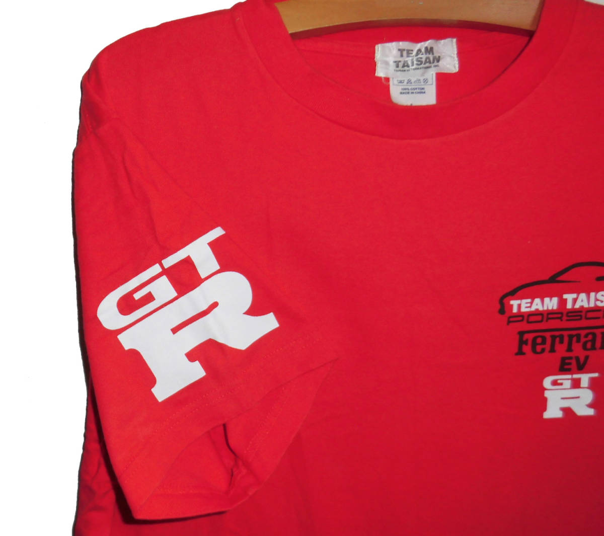 TEAM TAISAN レーシングチーム タイサン EVレース Tシャツ M GT-R ポルシェ フェラーリ ロゴプリント_画像3