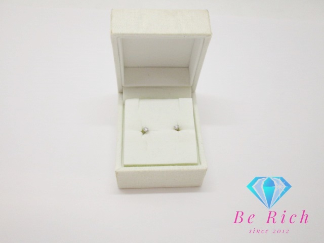 Pt900 platinum diamond 0.06ct attaching design stud earrings mere gem jewelry accessory [ used ]th9304