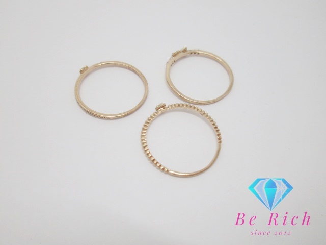 K10 PG rhinestone attaching clover heart motif design 3 ream ring ring 11 number 10 gold pink gold [ used ]th9393